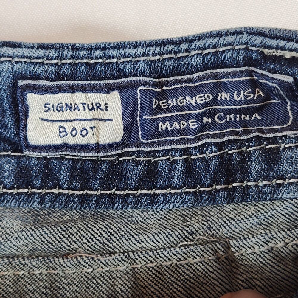 Miss Me Jeans Signature Boot Size 28 Low Rise Embellished Thick Stitch Y2K - Picture 6 of 16